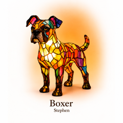 Boxer stained glass dog lamp