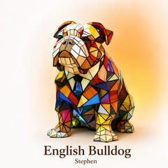 English Bulldog stained glass dog lamp