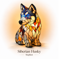 Siberian Husky stained glass dog lamp